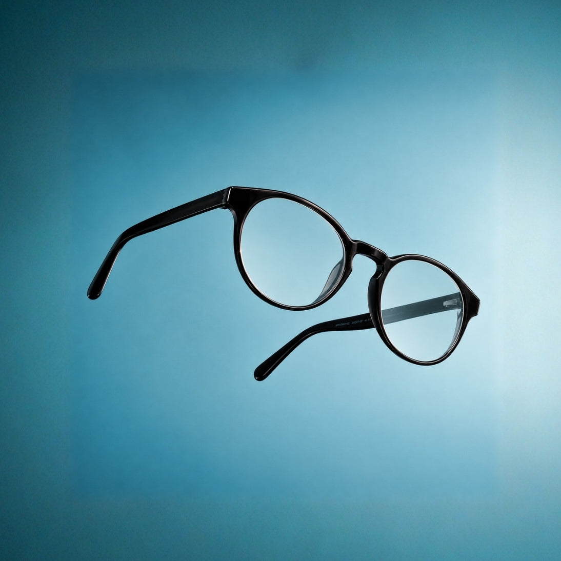 MIDI, monture ronde noire à verres clairs anti-lumière bleue